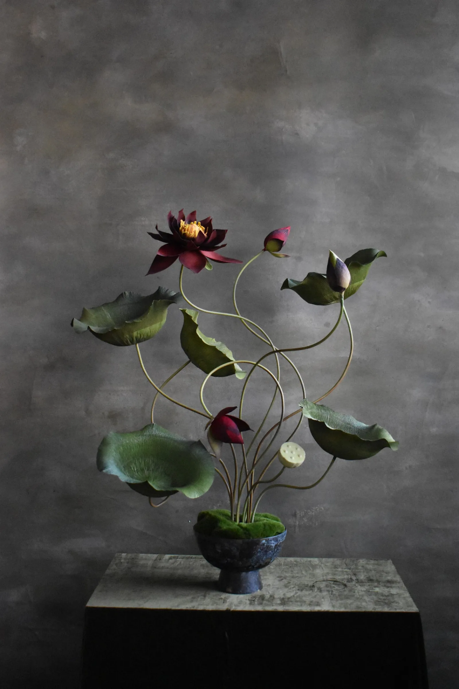 Lotus Maroon and Yellow